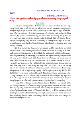 Đề bài Cảm nghĩ của em về những ngày đầu dưới mái trường Trung học phổ thông.